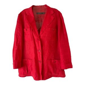 LAUREN Ralph Lauren Red LINEN Lightweight BLAZER sz: 8